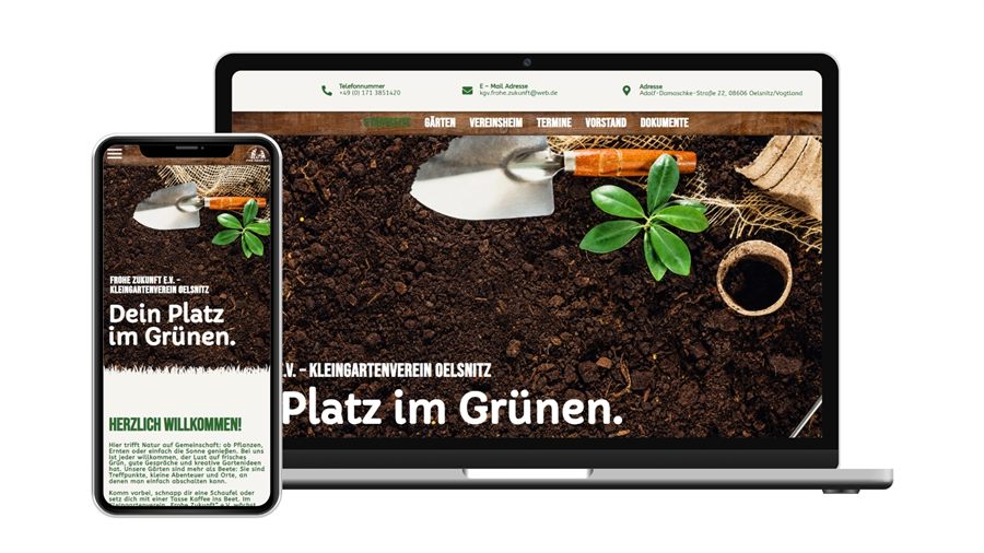 Website des Kleingartenvereins Frohe Zukunft